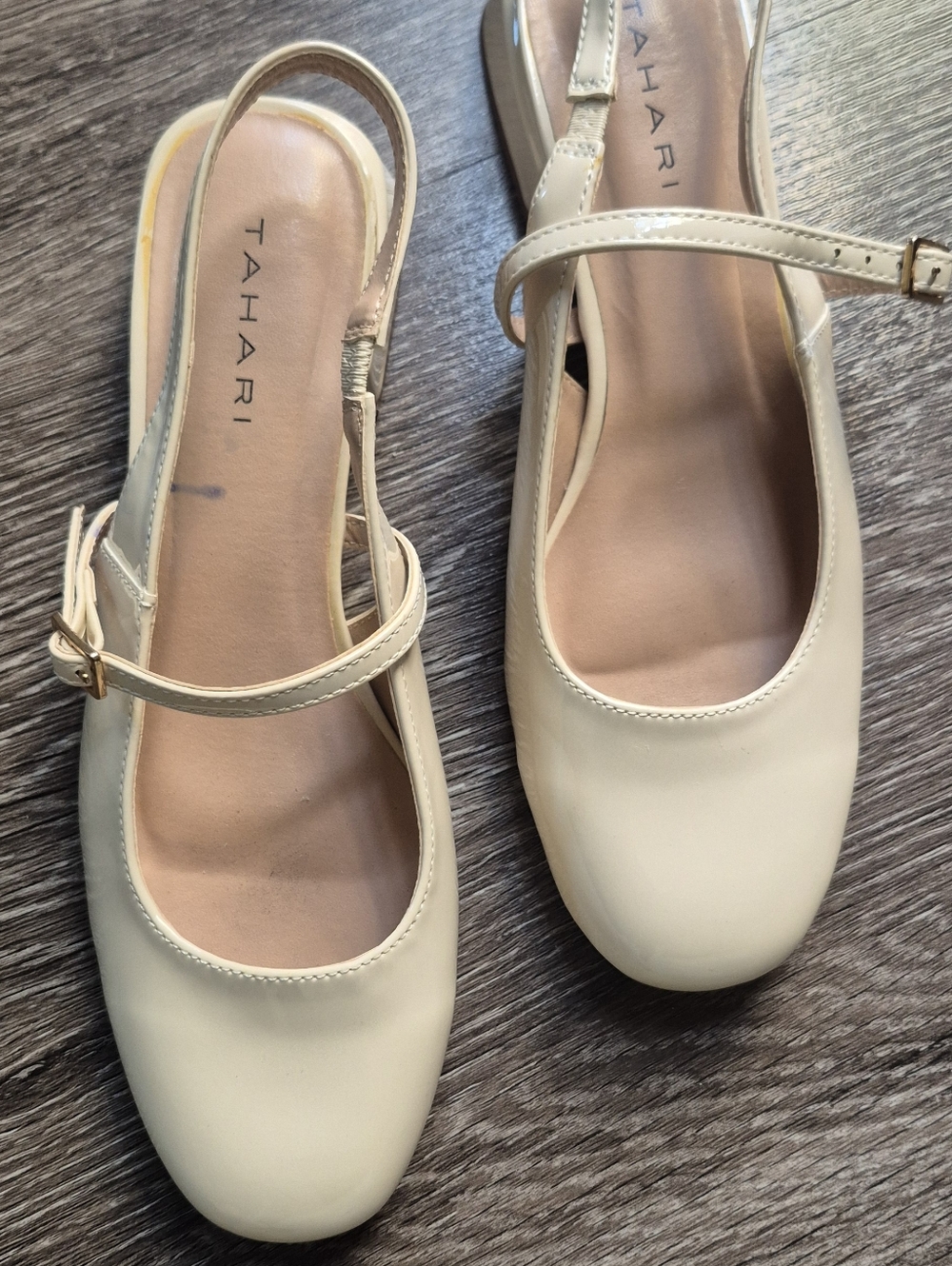 Tahari Ivory Slingback Mary Jane Flats